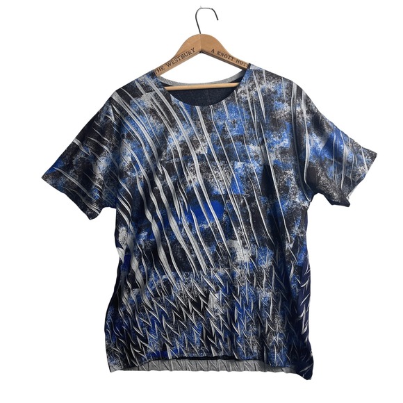 Issey Miyake Men Other - Issey Miyake Men Abstract Graphic Print Textured Top Blue Black ME86-JK225 Japan